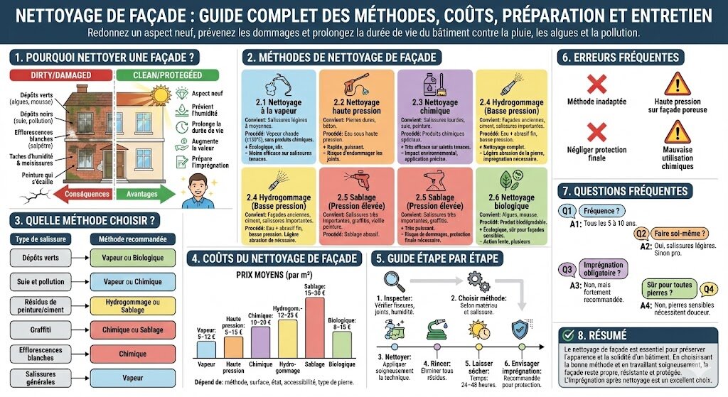Nettoyage de façade : guide complet des méthodes, coûts et entretien